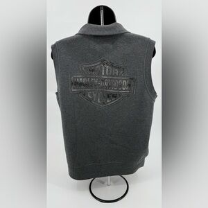 Harley Davidson HD Charcoal Gray Full Zip Fleece Logo Jacket Vest Women's Large